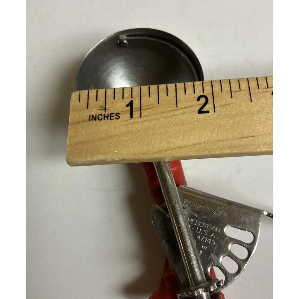 Vollrath Scoop #24 Red 1 1/3 oz Thumb Press Disher‎ Ice Cream Scoop USA Vintage